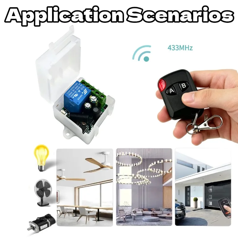 RF 433Mhz Universal Wireless Remote Control AC110V 220V Relay 1CH Module Receiver Transmitter For Garage Door Gate Motor Light