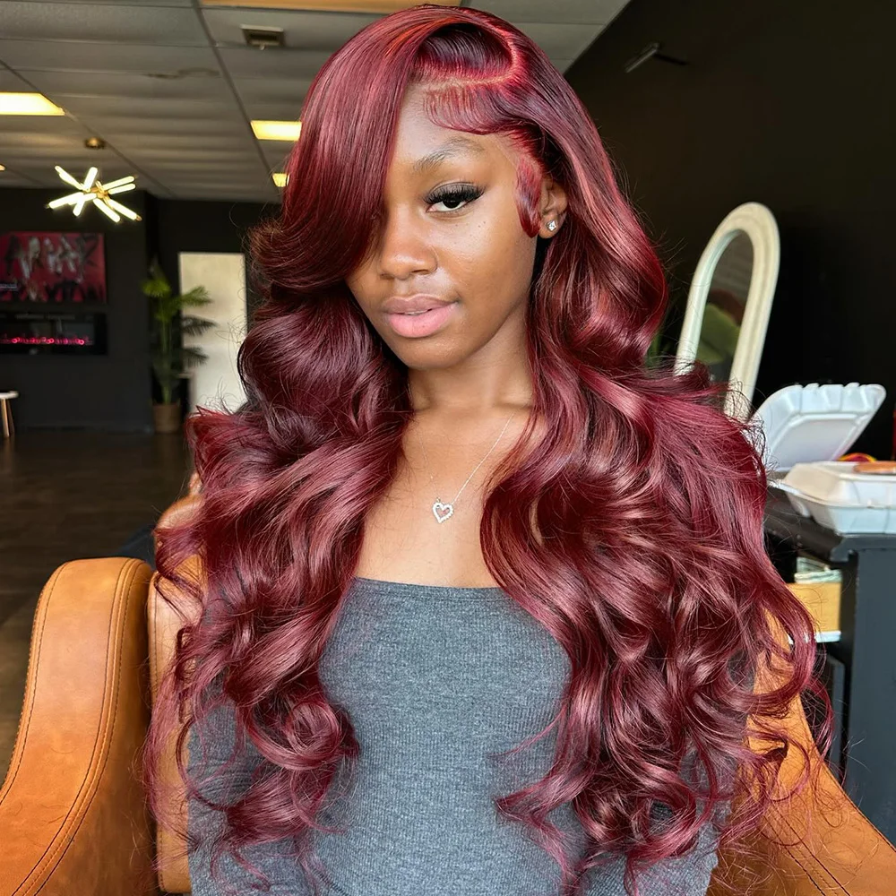 

Linhua Hair Reddish Brown Colored Body Wave 13x4 Transparent Lace Wigs Remy 13x6 Lace Frontal Wig Preplucked 4x4 /5x5 Lace Wig