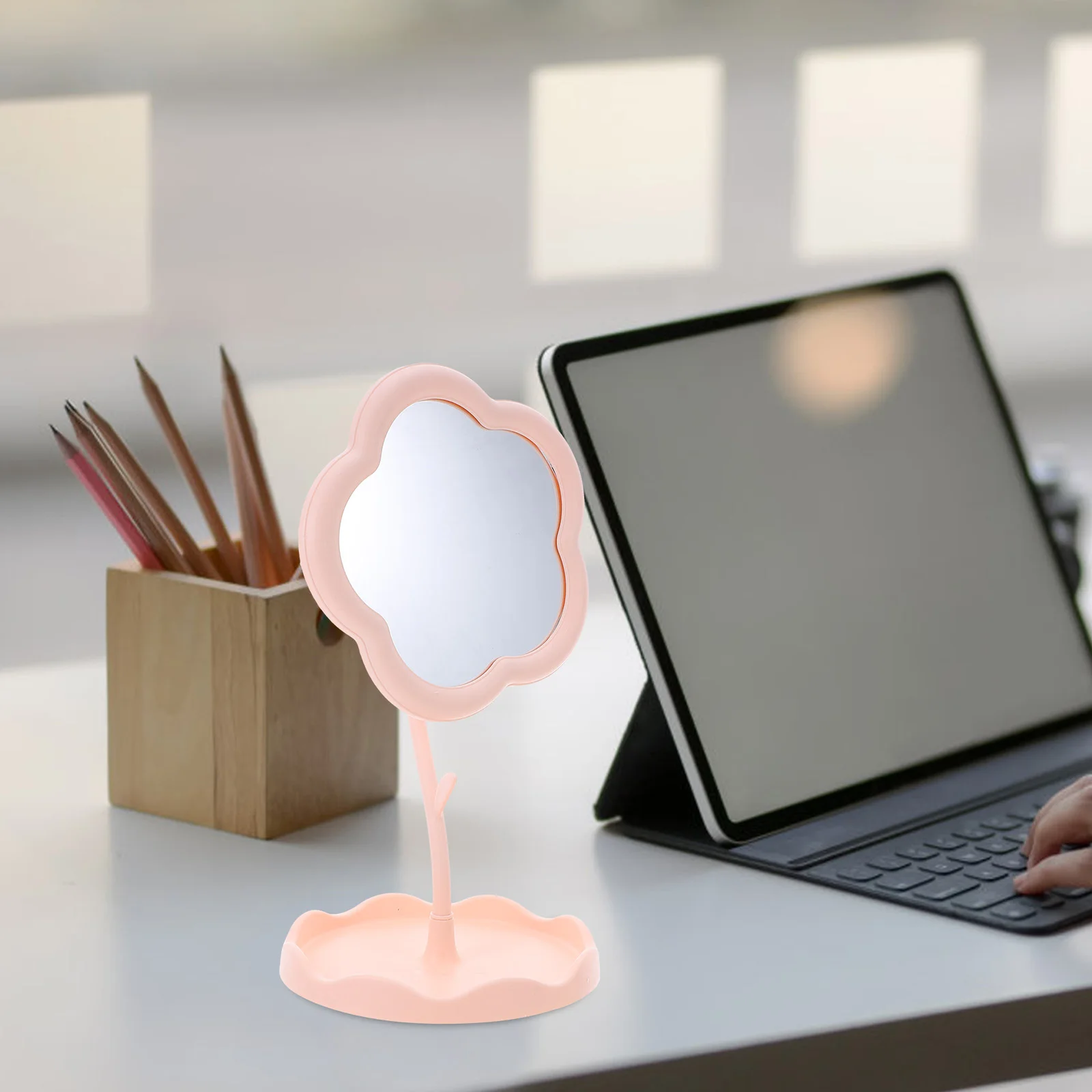 

Desktop Makeup Mirror Counter Stand Cute for Dresser Mirrors Bedroom Tabletop