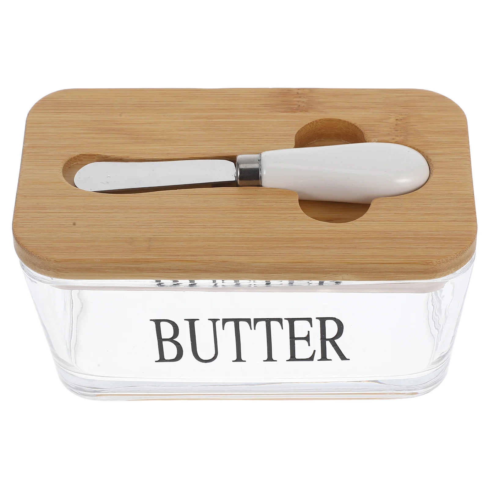 

Butter Box Dispenser Dish with Lid Glass Container Tray for Refrigerator Saver Spatula Airtight
