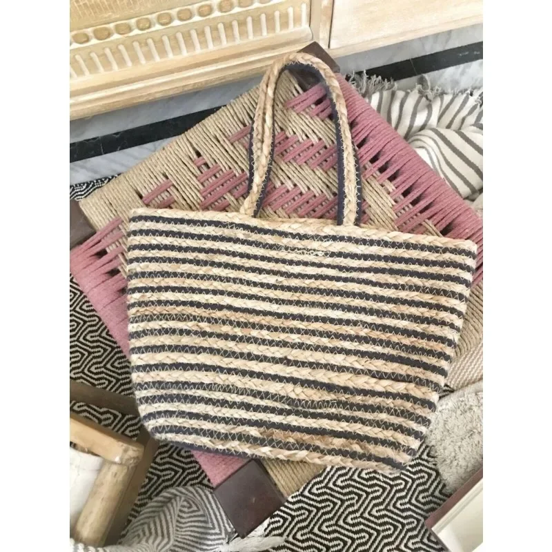 Jute Hand Braided Bag Woven Indian Handbag Wide Space Storage Tote Shoulder Bag