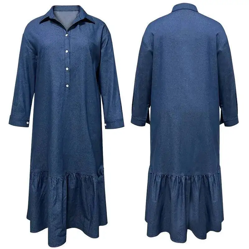 ชุดเดรสแฟชั่นผู้หญิง 218717 ดีไซน์หรูหรา แขนยาว ปกพับได้ เหมาะสำหรับใส่ไปชายหาด งานพรอม ชุดลำลอง ชุดคลุมฤดูร้อน 2025 ชุดเดรสยาว