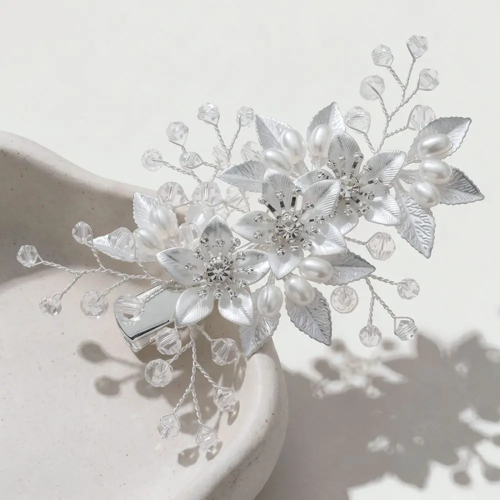 Handmade Pearl Flower Hairpin Rhinestone Branch Vine Headpiece Wedding Bride Bridesmaid Hair Accessories For Miallo