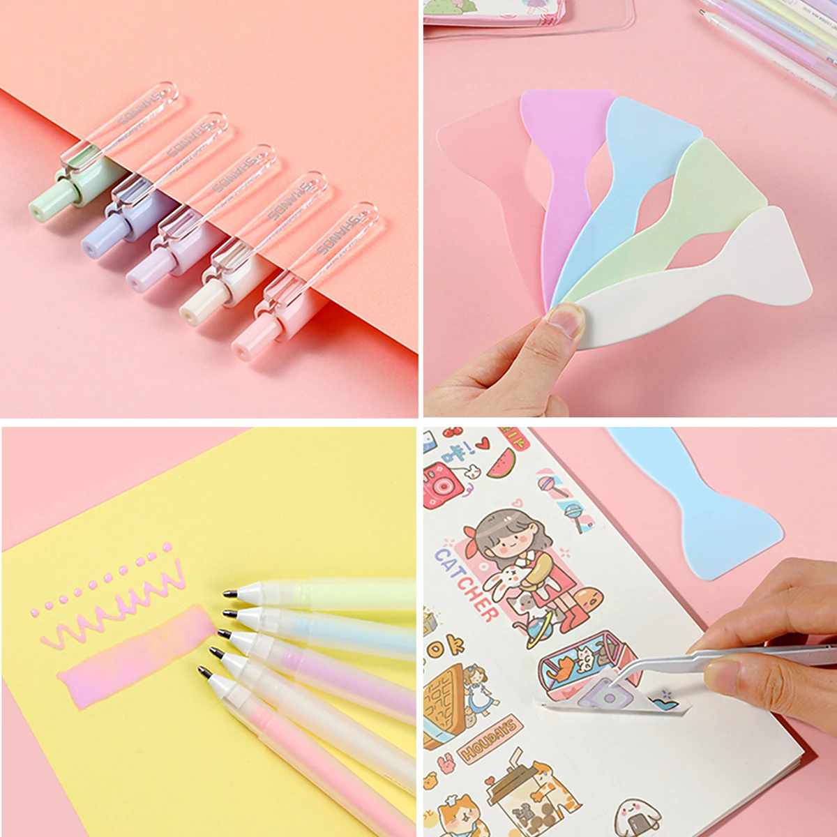 4ชิ้นงานฝีมือที่มีความแม่นยำชุดกล่องเครื่องมืองานฝีมือมีดยูทิลิตี้แหนบพลั่วปากกากาวสำหรับตัดตัวอักษรประกบ