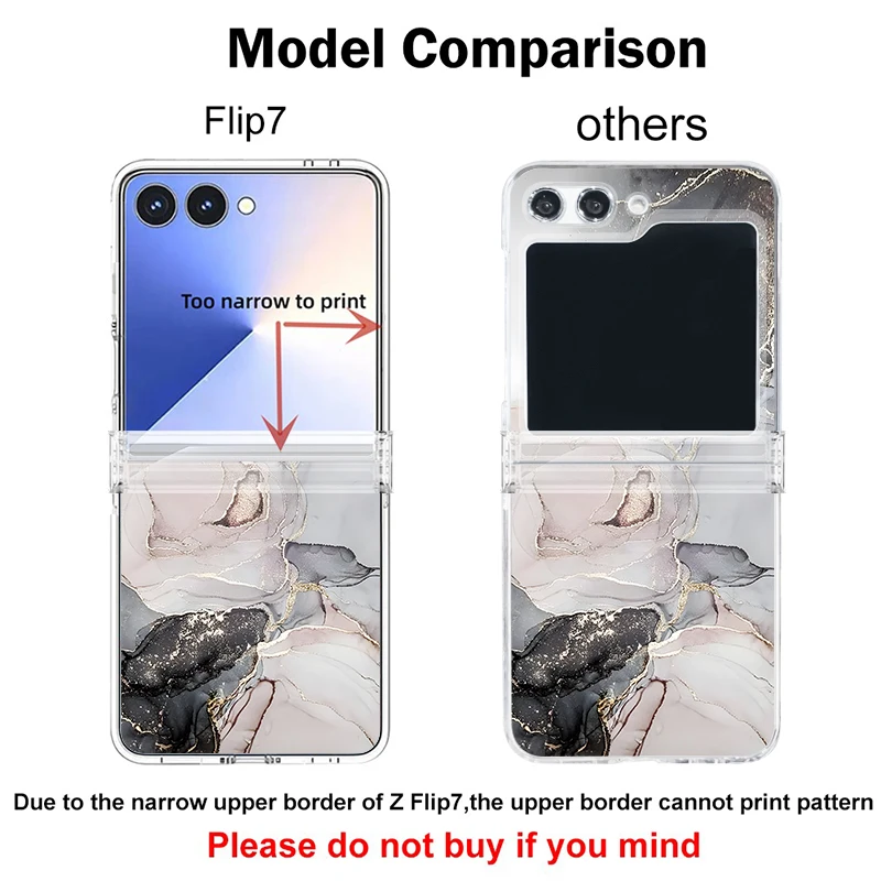 Marble Texture Pattern Phone Case For Samsung Galaxy Z Flip 7 FE 8  6 5 4 3 5G Flip7 Flip8 Clear Shockproof Folding Hard Cover view 6
