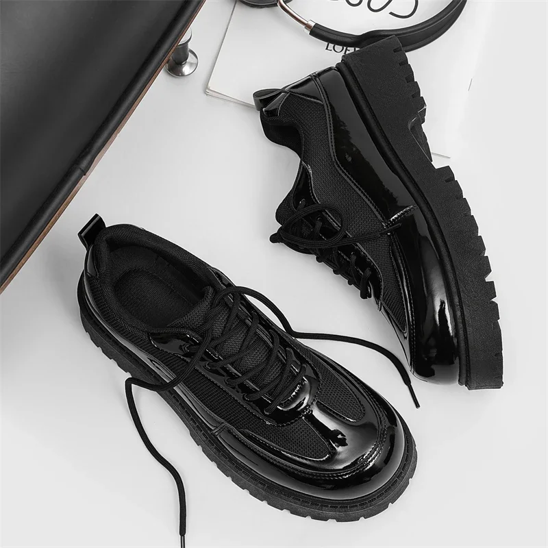 

2025 мужская повседневная обувь на шнуровке в британском стиле, оксфорды на толстой подошве, обувь дерби высокого качества, модная дышащая уличная обувь