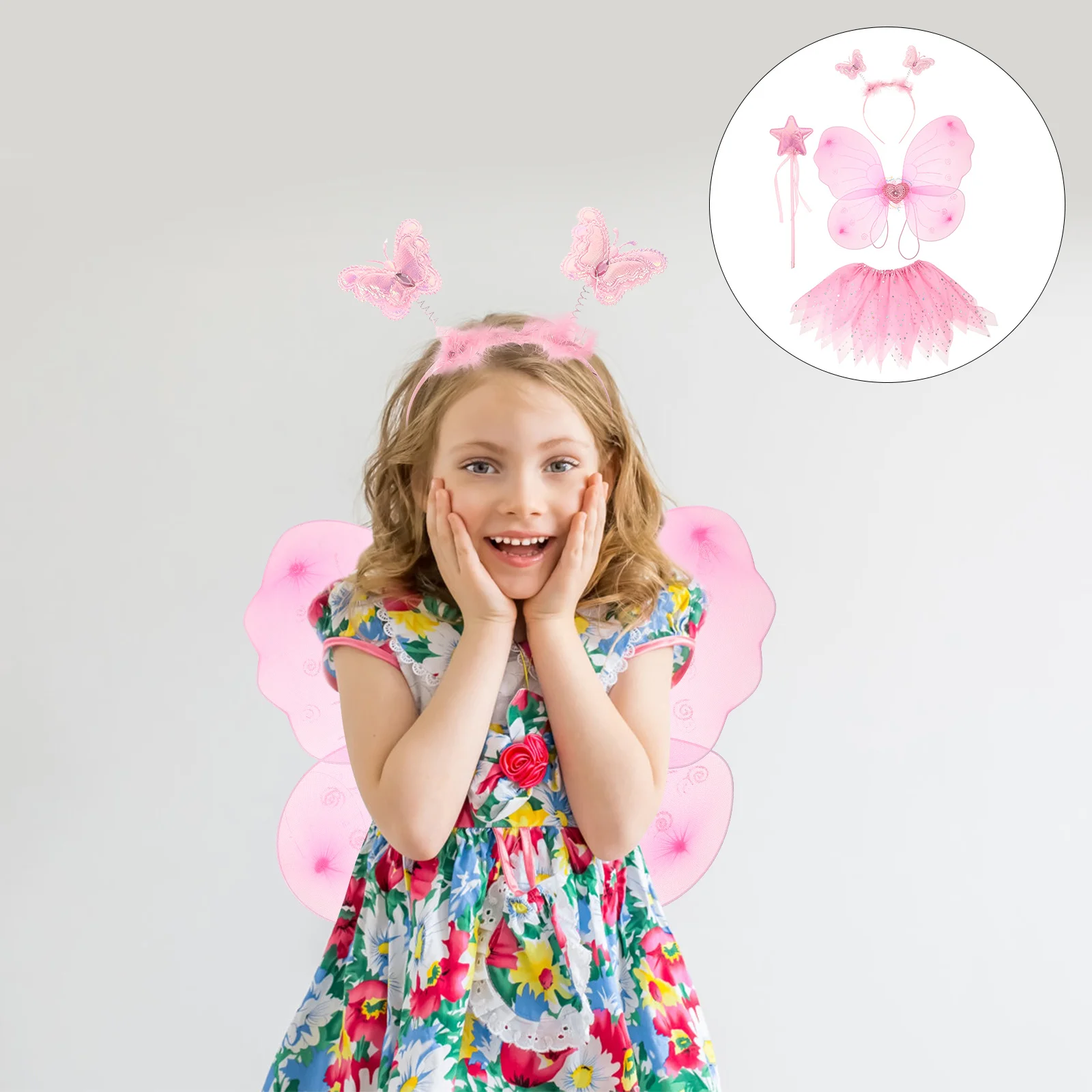 

1 set 1 Set Butterfly Wings Headband Skirt Tulle Dress Party Performance Costume Fairy Dancing Outfit Festival Cosplay