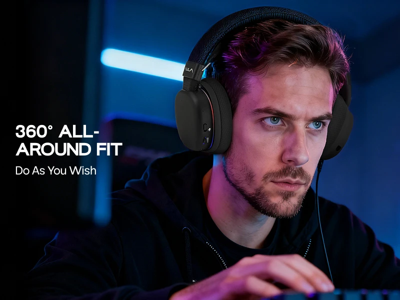 AULA G7 Kabelloser Gaming-Kopfhörer mit Kabel/BT/2,4 GHz und abnehmbarem Mikrofon mit Geräuschunterdrückung, RGB-Beleuchtung für PS4/PS5/PC/Switch – Detail 4