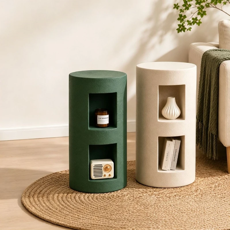 Round Table Placed Next To Sofa Living Room Modern and Simple Small Coffee Table Bedside Storage Rack Living Room Furniture