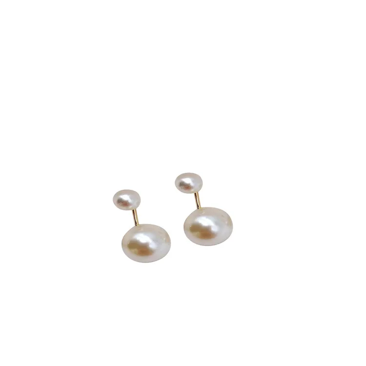 GRACE New Arrival Double Pearl Clip on Earrings No Pierced Fashion Gold Color Mosquito Coil Invisible Cuff Earrings Ear Clip