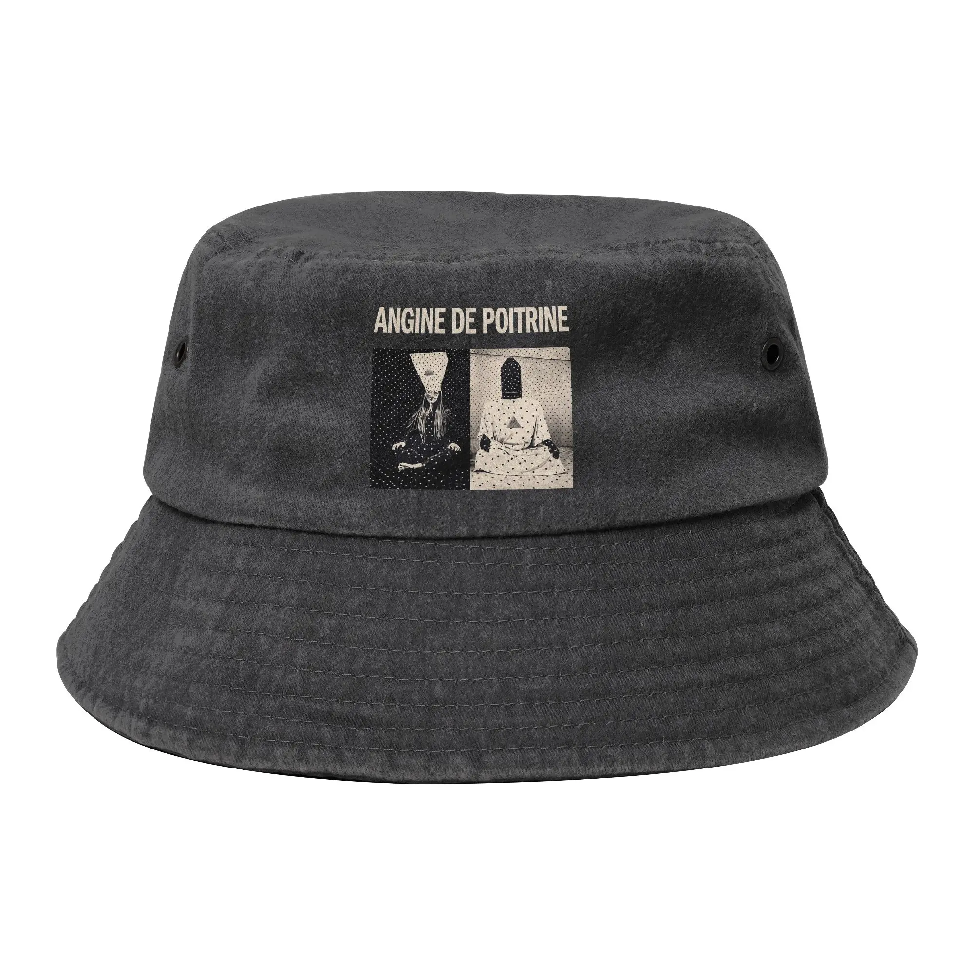 Rock Angine de Poitrine Band Bucket Hat for Girl Vocation  Distressed Washed Sun Hat UV Protection for Fishing Caps Headwear