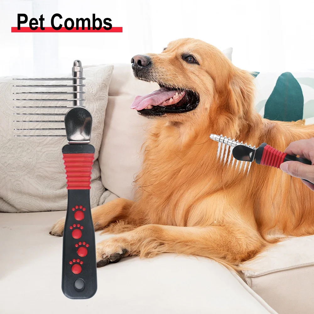 1 pçs pet undercoat cabelo cão aliciamento escova dematting pele ancinho pente escova ferramenta cão e gato pente para desembaraçar fosco ou atado