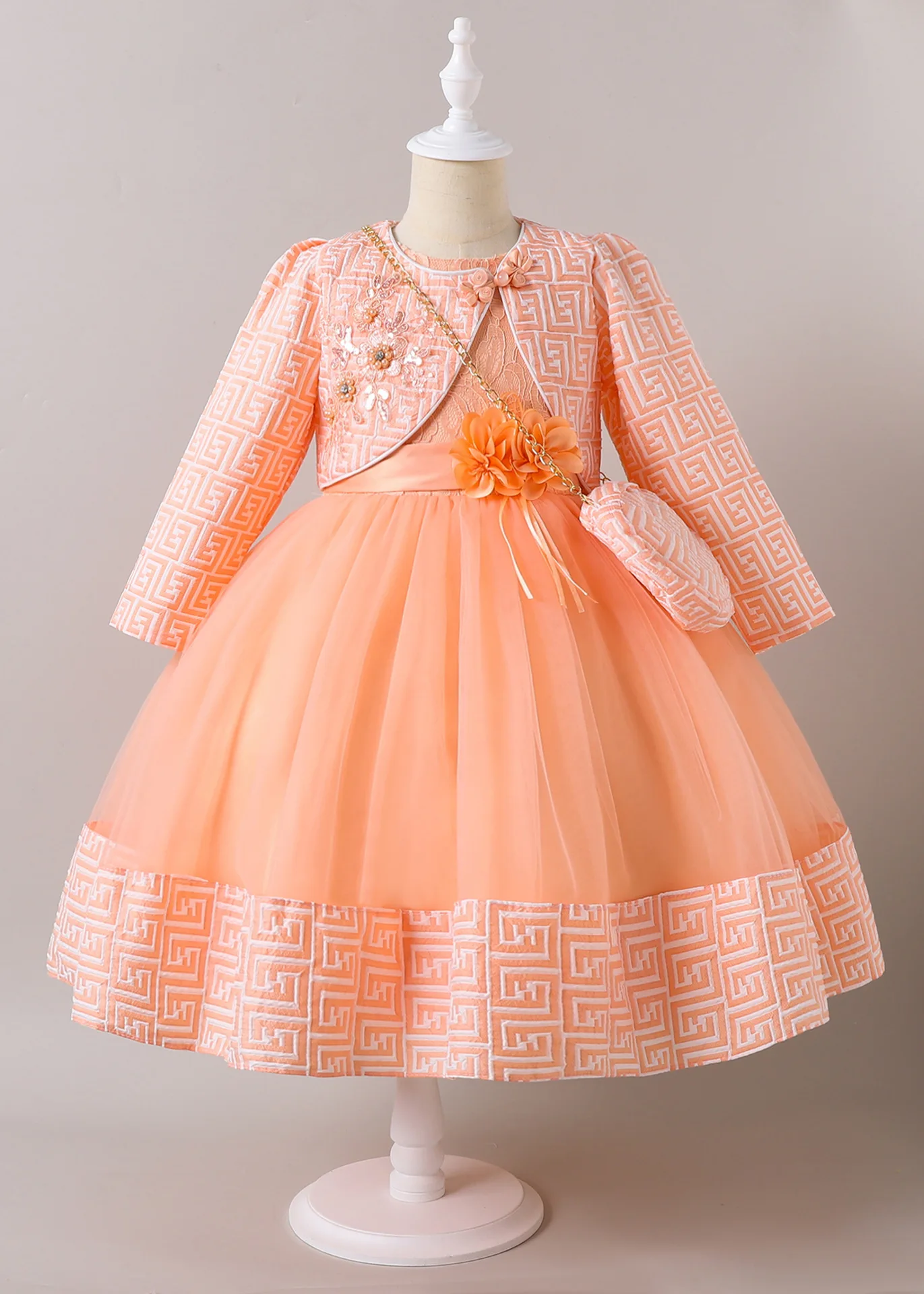 Kid Meisje Feestjurk voor Bruiloft 2 STKS Kinderen Meisjeskleding met Elegante Tas Kinderen Avondjurken 3-10Y