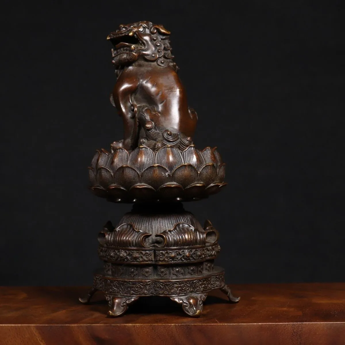Vintage Pure Copper Lotus Lion Incense Burner For Home Temple Teahouse Indoor Meditation Decor