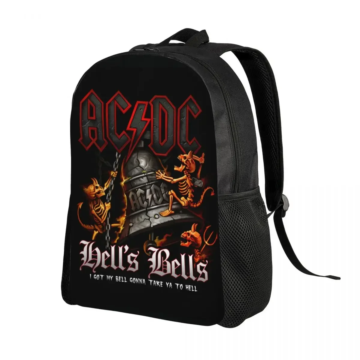 Hells Bells AC DC Backpacks for Women Men Water Resistant College School Vintage Rock Bag Printing Bookbags