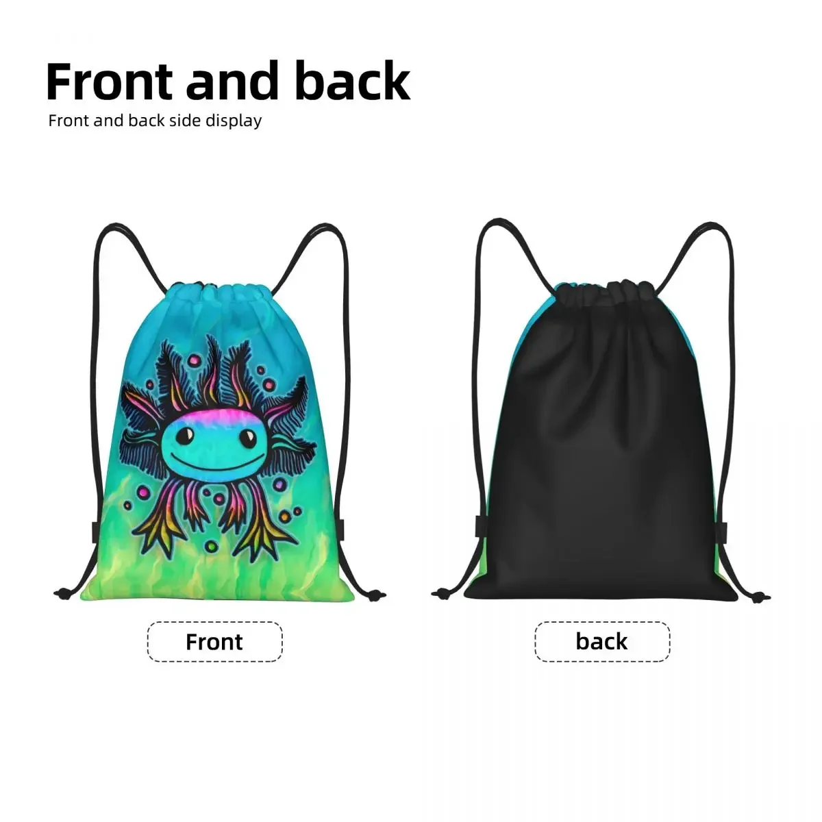 Custom Kawaii Exotische Axolotl Drawstring Tas Vrouwen Heren Lichtgewicht Salamander Dier Sport Gym Opslag Rugzak