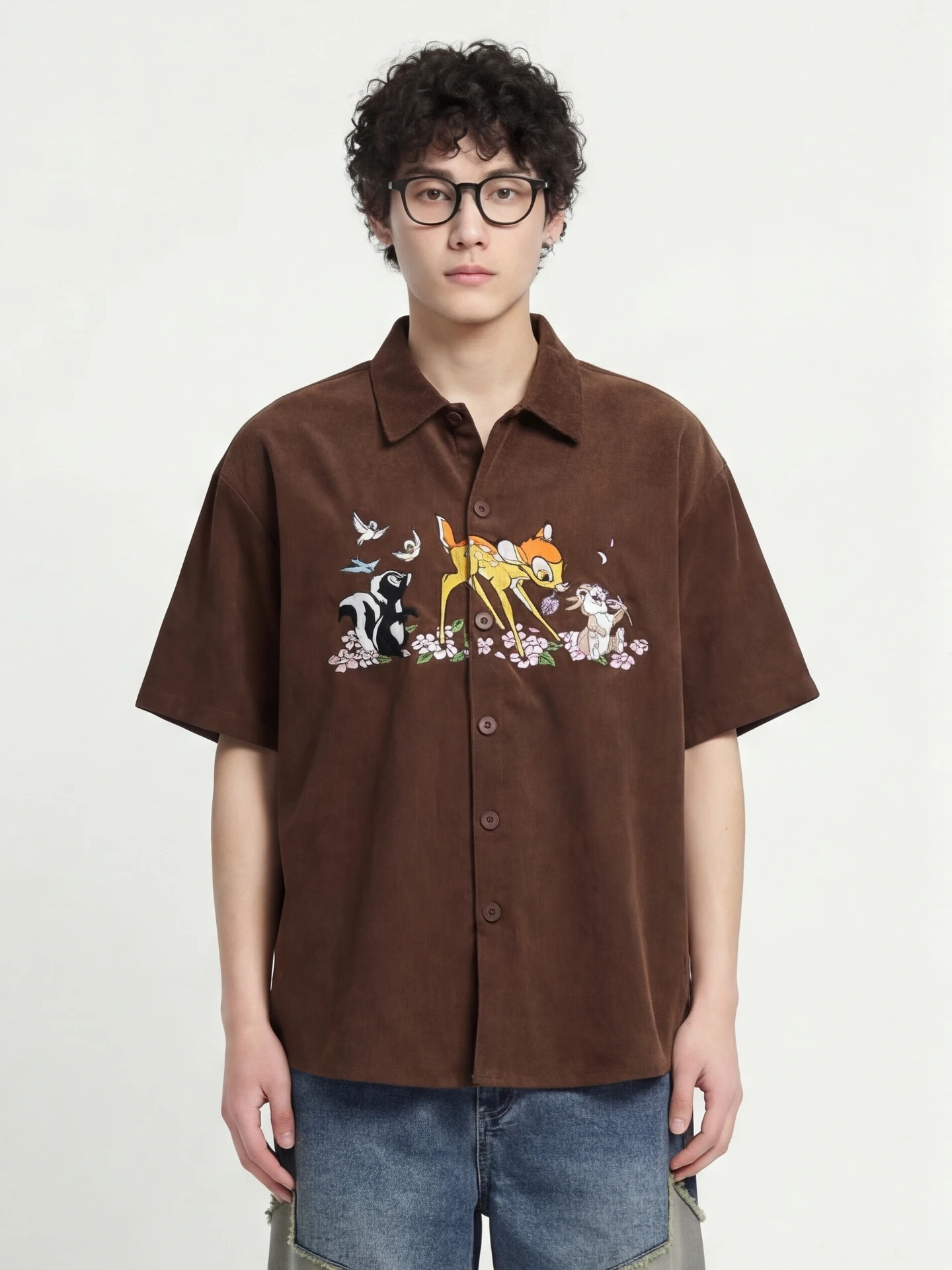 

Loose ort Sve irt from Deer And Frie Summer Casual Sle Breathable Polyester Blend Men's Women's Top