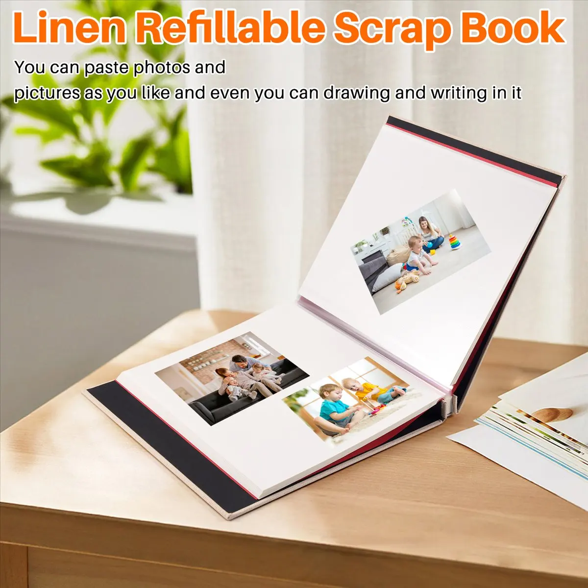 REST Photo Album Scrapbook Linen DIY Memory Book Thick Pages with Protective Film Save Images Permanently,Best Gift Choice