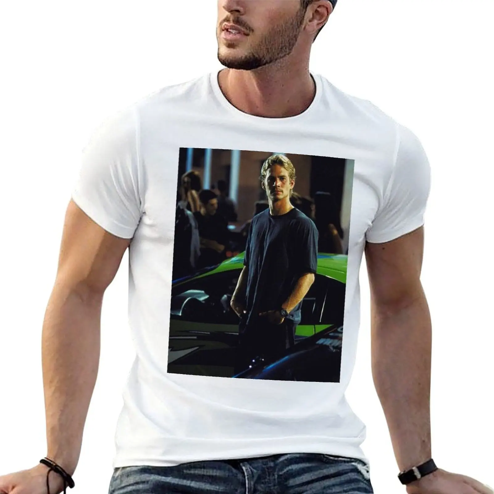 Paul Walker's Automotive Elegance: A Timeless Bond with His Beloved Car T-Shirt Plus Size Simple Casual Top