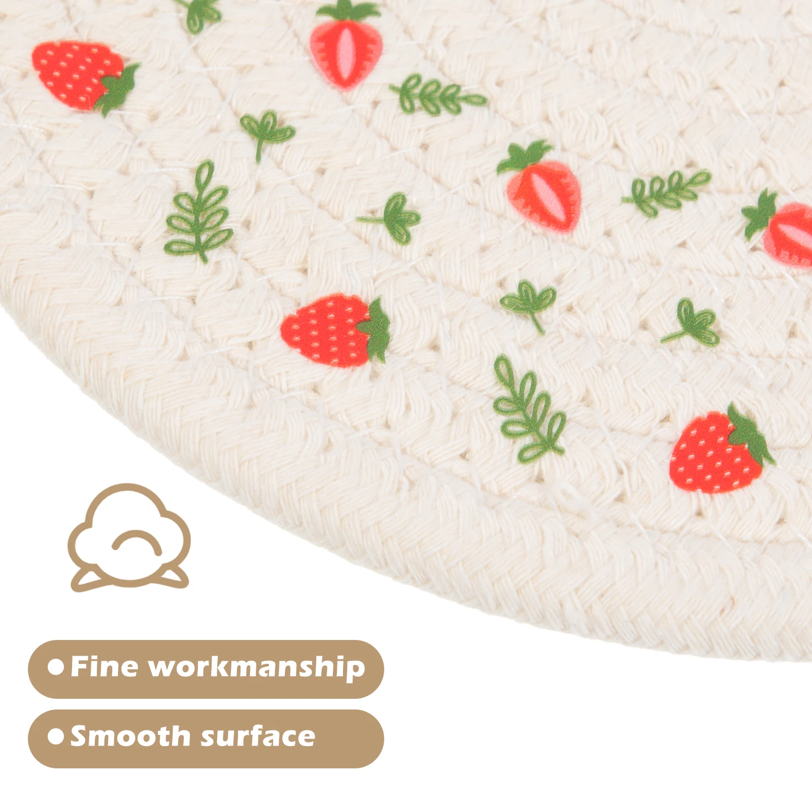 

2pcs Cotton Rope Woven Placemat Decorative Round Shape Heat Resistant Table Mat Household Dining Table Decor Cutlery Pad For