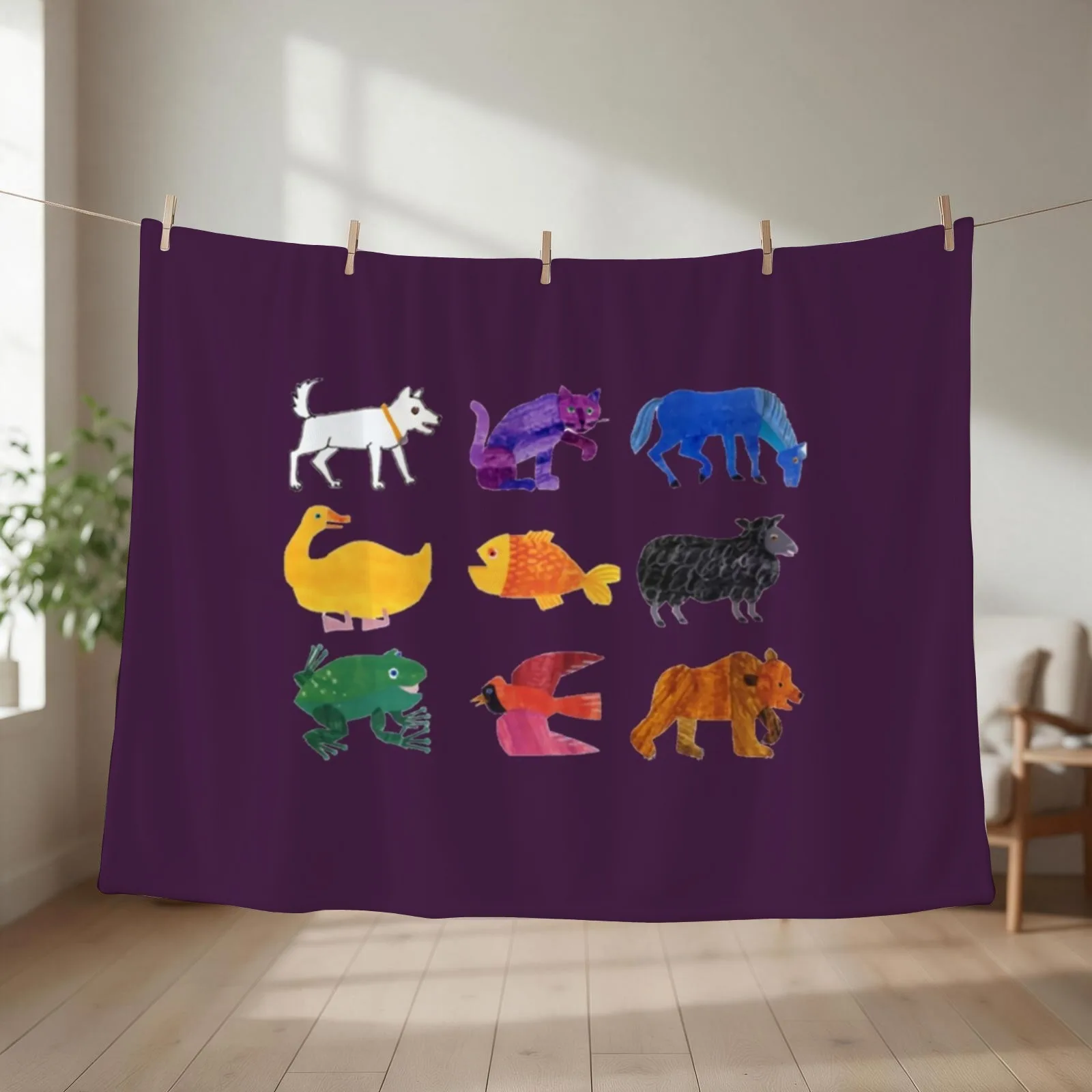 Eric Carle Animals Throw Blanket couch cozy soft plush fuzzy picnic outdoor blanket