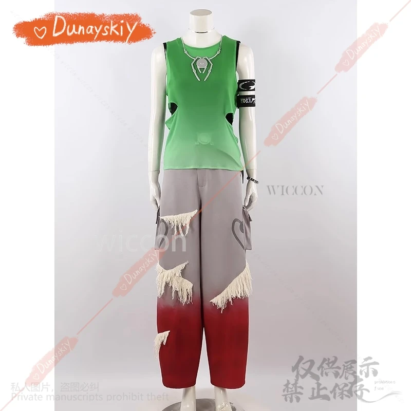 Anime Alien Stage R7 Till Cosplay Round 7 Blink Gone Costume Green Mesh Top Pants Prop Necklace Arm For Halloween Customized