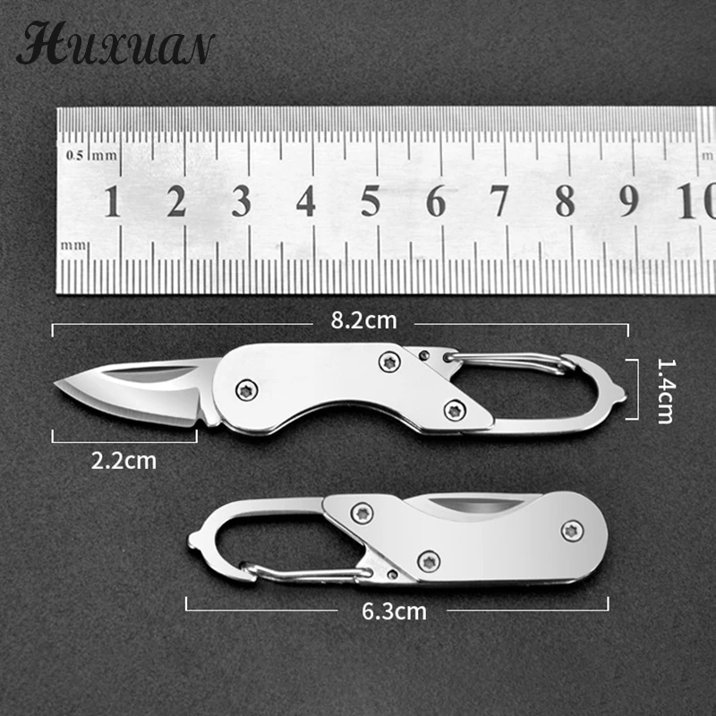 NEW Mini Stainless Steel Lockless Folding Knife Outdoor EDC Fruit Knife Carrying Key Chain And Anti Slip Handle