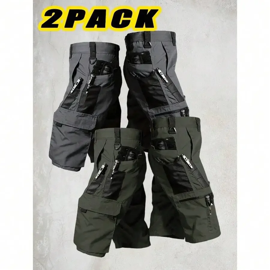 

2 Pack Mens Quick-Dry Cargo Shorts Regular Fit For Hiking Camping Outdoor Activities