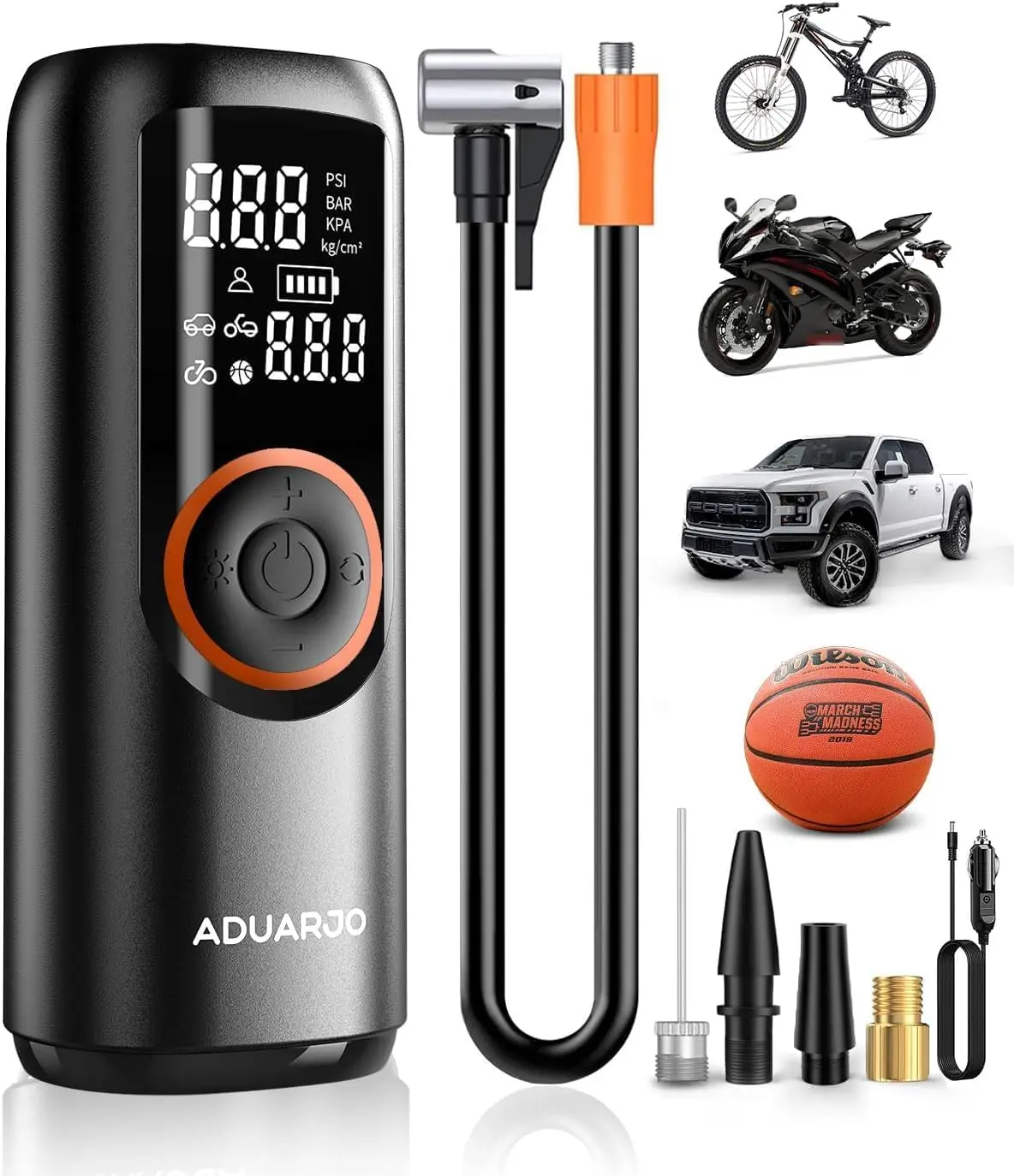 Tire Inflator Portable Air Compressor for Car, Bike Pumps with 120 PSI High Pressure Gauge and LED Light,Tire Pump Auto Shut-Off