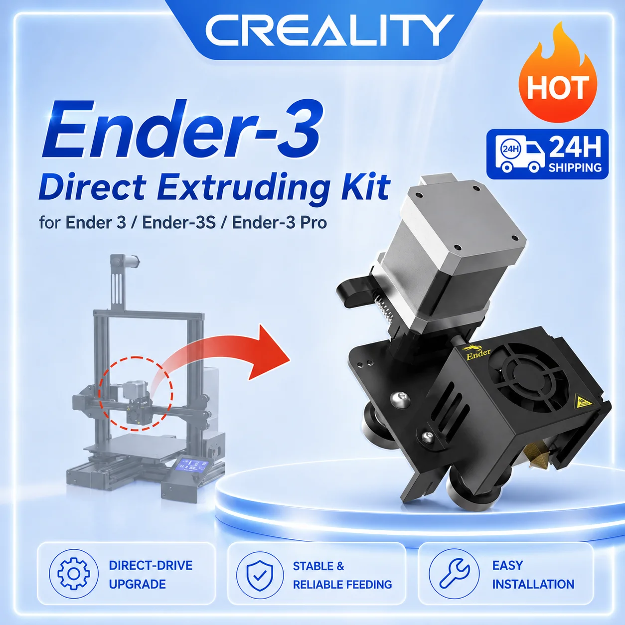 Creality Ender-3 Direktextrusions-Kit für Ender 3/Ender-3S/Ender-3 Pro, robuste, verschleißfeste, oxidationsbehandelte 3D-Druckerteile
