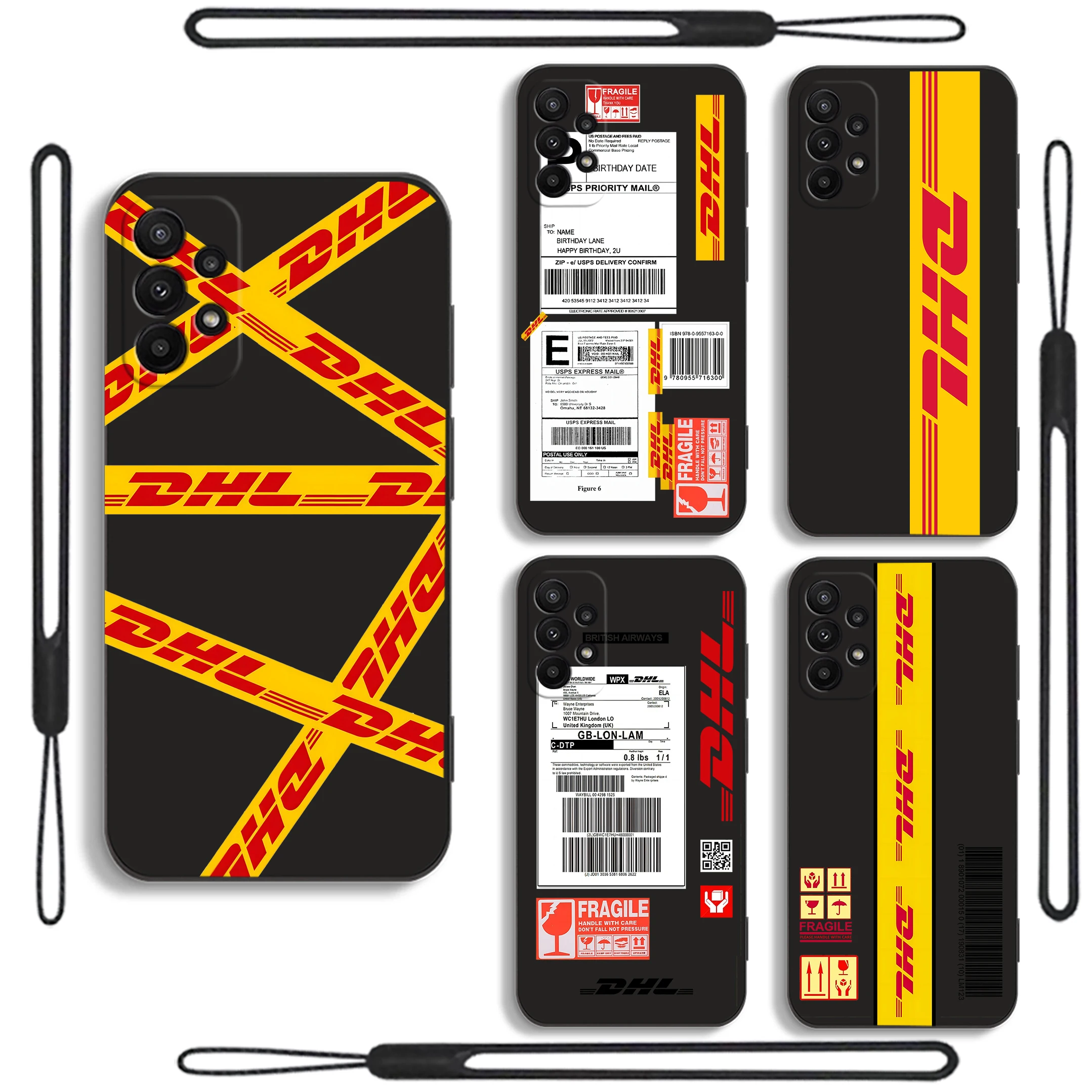 DHL Express Case For Samsung Galaxy S24 S23 S22 S21 S20 S10 Note 20 10 Lite Ultra Plus FE 4G 5G Cover With Hand Strap