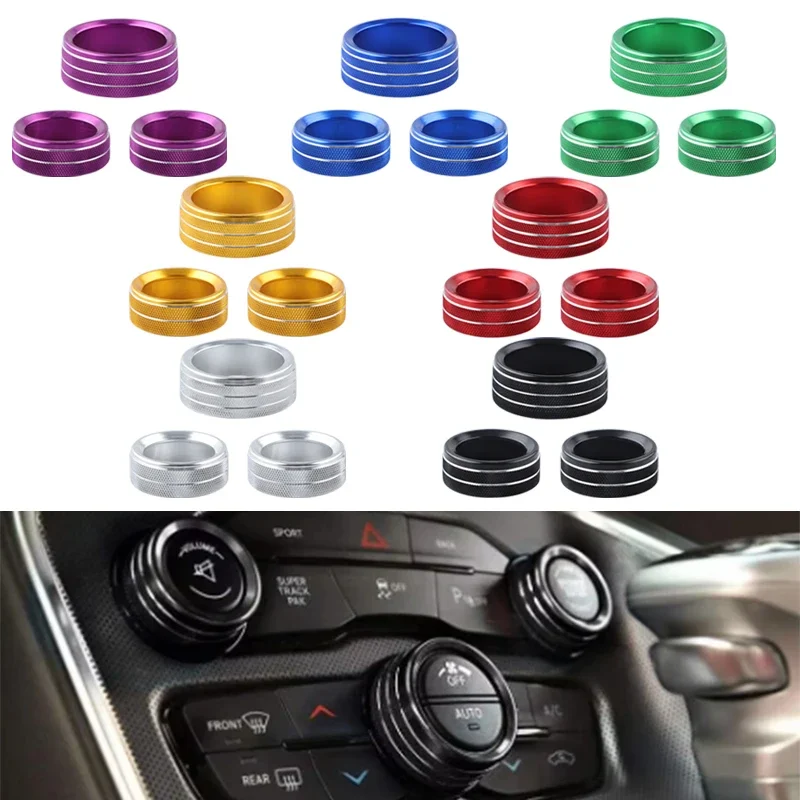 تكييف الهواء حجم راديو زر المقبض غطاء الألومنيوم حلقة الزخرفية ل دودج تشالينجر شاحن الملحقات 2015-2020 #1