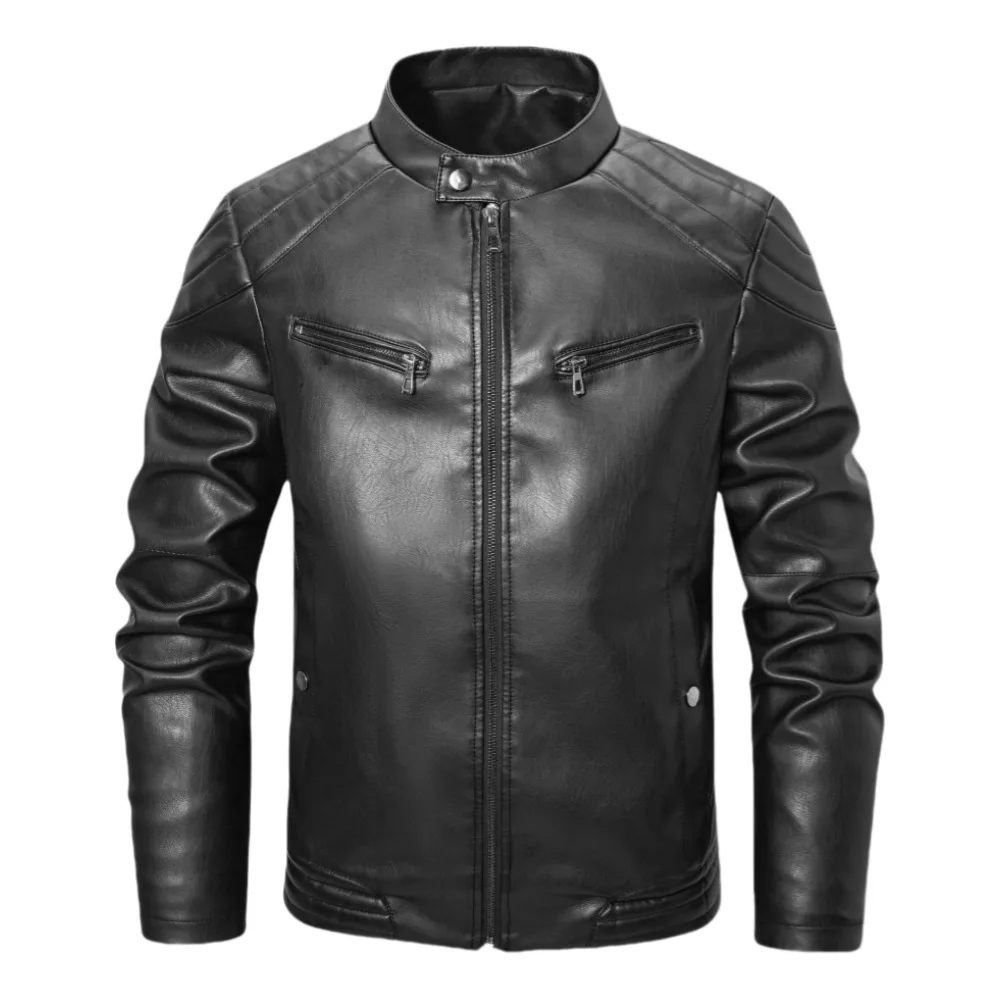 Hot-Selling Men's Motorcycle Fashionable Youth Casual Faux Jacket Export Large Size PU Leather Coat