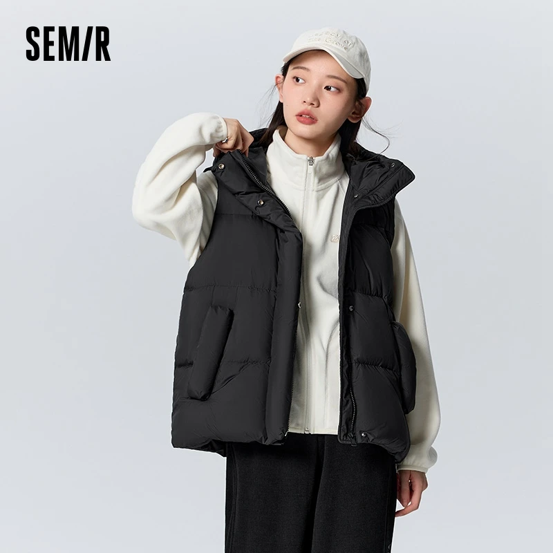 Semir Down Vest Women Layered Loose tinta unita Coat Simple Fashion Winter Waterproof Hooded Top