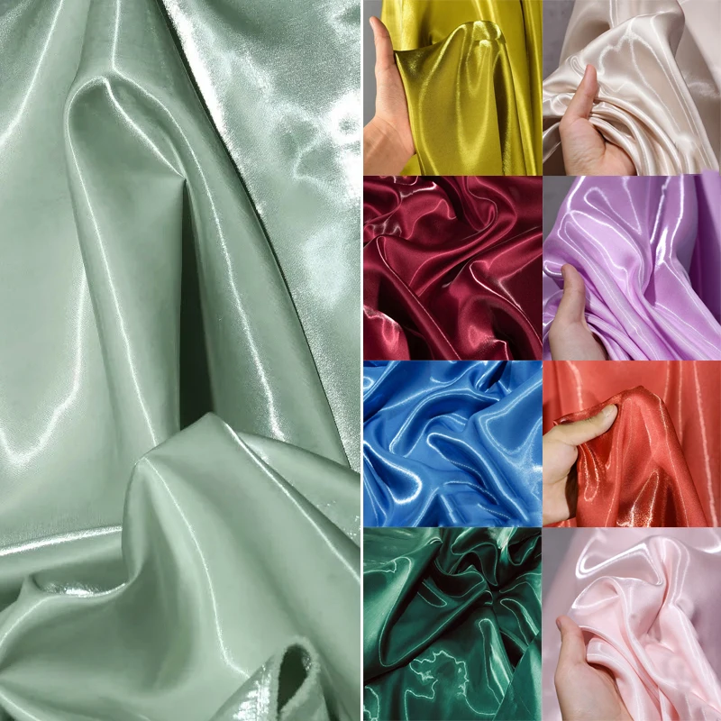 Tozlu Adaçayı Lüks Parlak Sıvı Saten Metalik Kumaş Düz Renk Kristal Ipek Saten Düğün Hediyesi Giyim Tasarımcısı Kumaşlar Metin