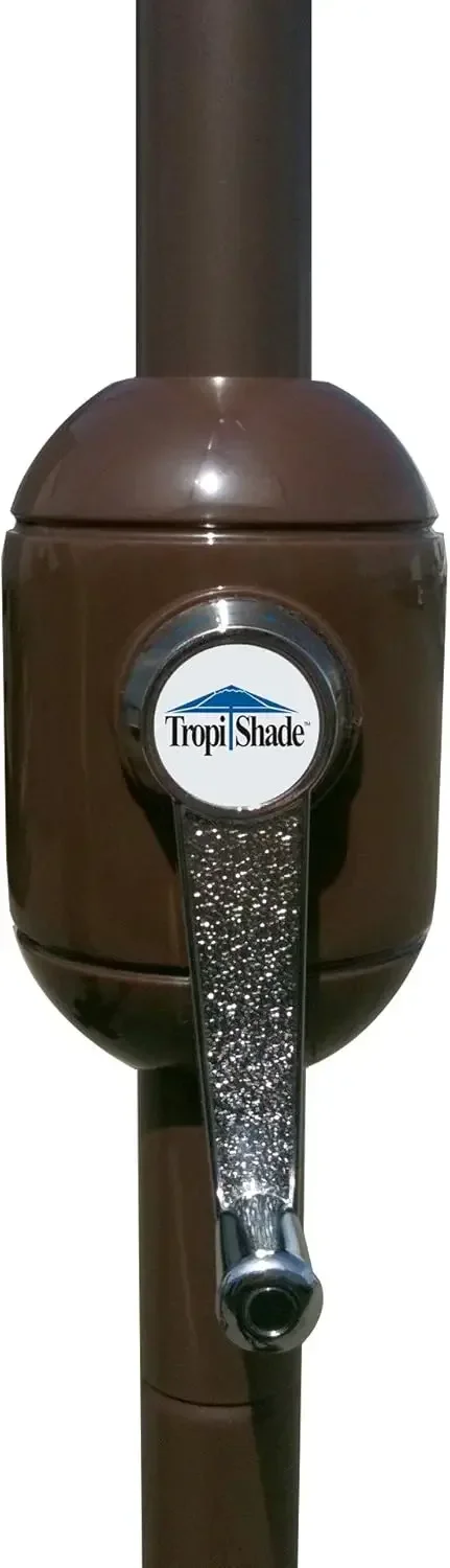 LED Lighted 9 ft Bronze Aluminum Market Umbrella without Navy Polyester Cover