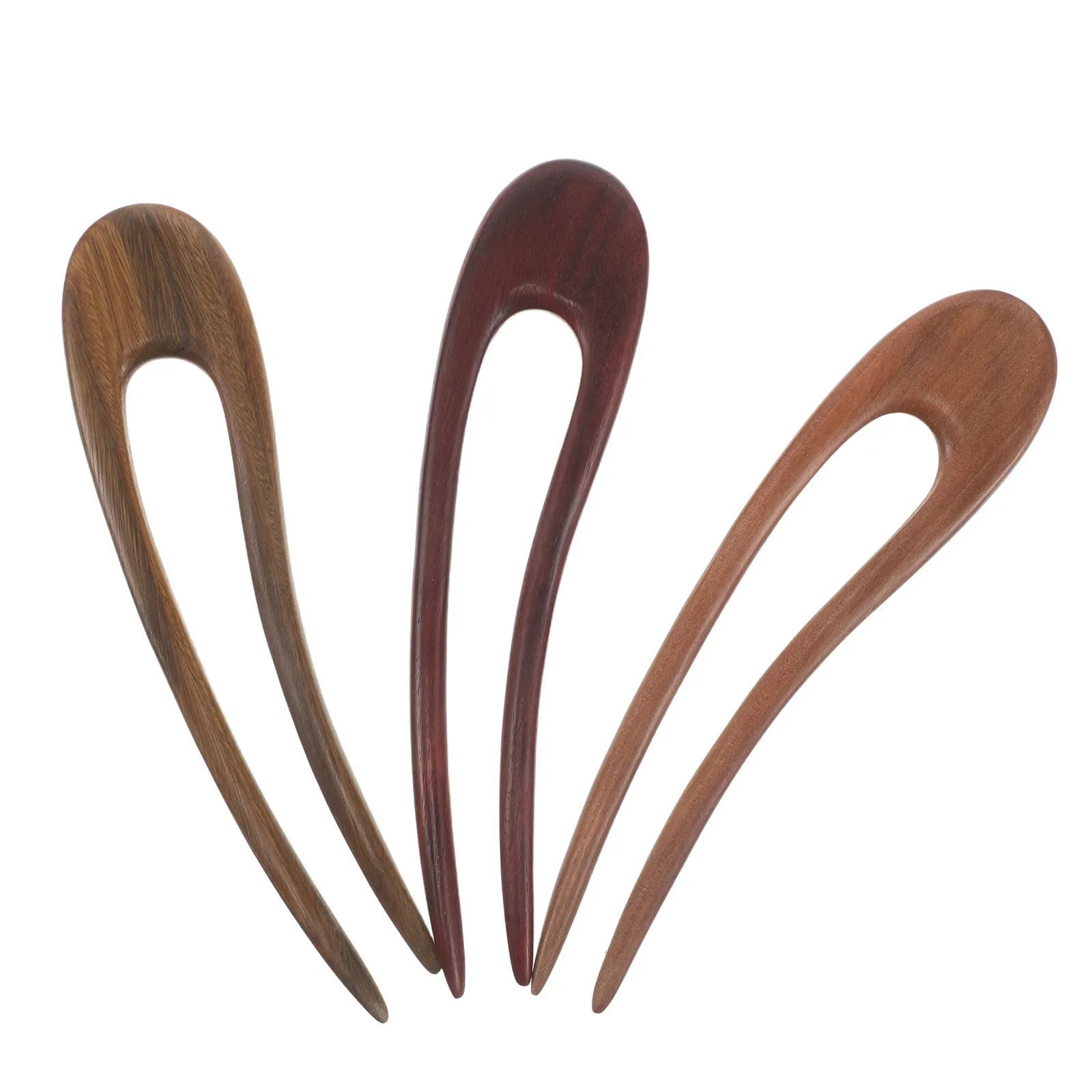 

Набор из 3 деревянных U-образных шпилек для волос, винтажные заколки для пучка с натуральным узором, элегантные декоративные шпильки в китайском стиле для женщин