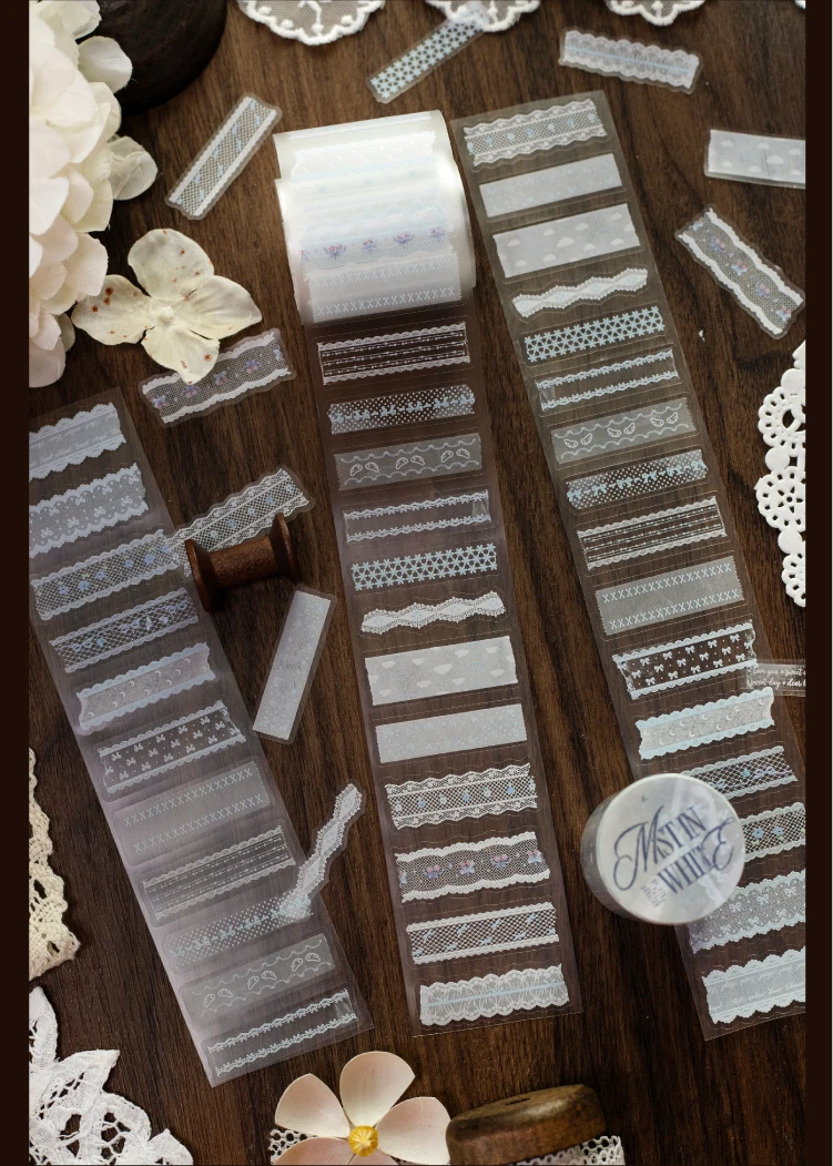 Journal GO 5cmx2m Mattes PET-Aufkleberband, Retro-Spitzen- & Gitterrand-Aufkleber für Journaling, Scrapbooking & Planer-Layouts – Detail 13