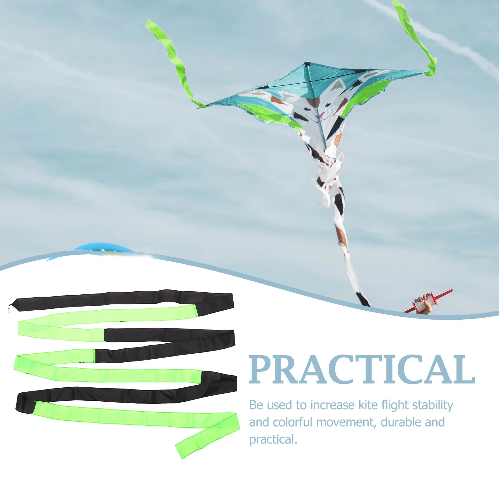 10M Colorful Rainbow Kite Tail Special Cloth Fabric Metal Hook for Outdoor Kite Flying Streamer Tail Stable Turning Floating
