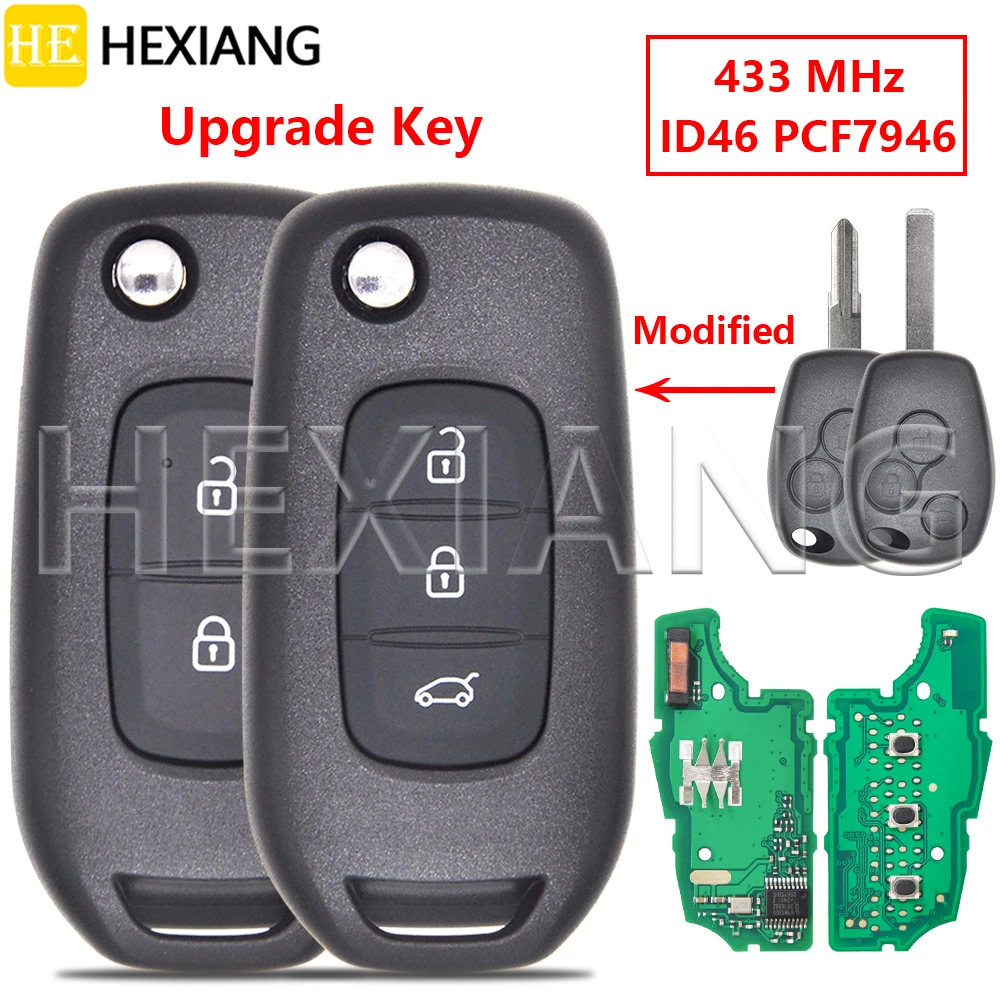 

Модифицированный ID46 PCF7946 433 МГц VA2/VAC102 раскладной автомобильный дистанционный ключ для Renault Master Twingo Clio Kangoo Modus Logan Traffic Dacia
