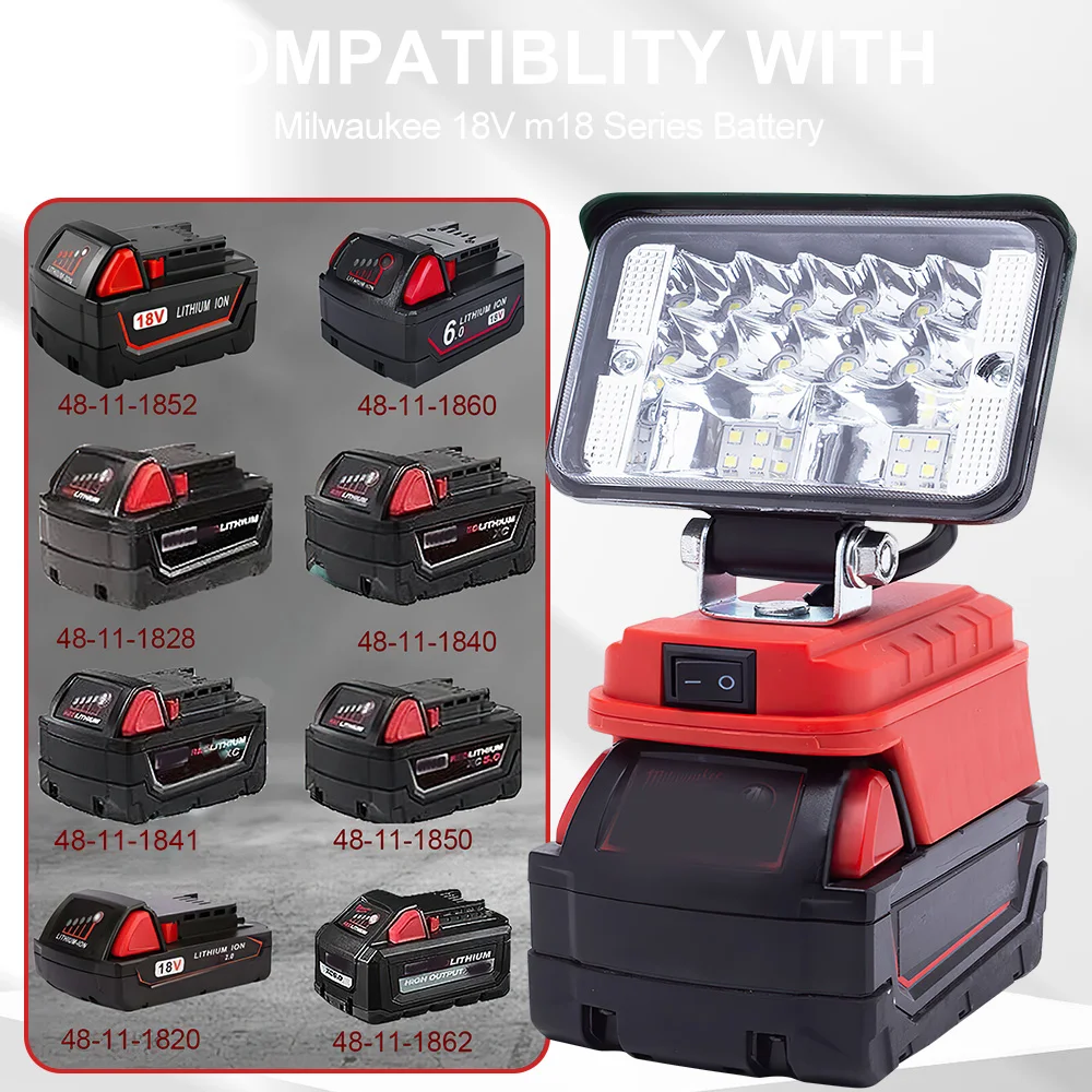 Imagem -04 - Cordless Handheld Led Luz de Trabalho para Milwaukee Floodlamp de Emergência Camping Lanterna Lanterna Portátil 18v M18 Bateria