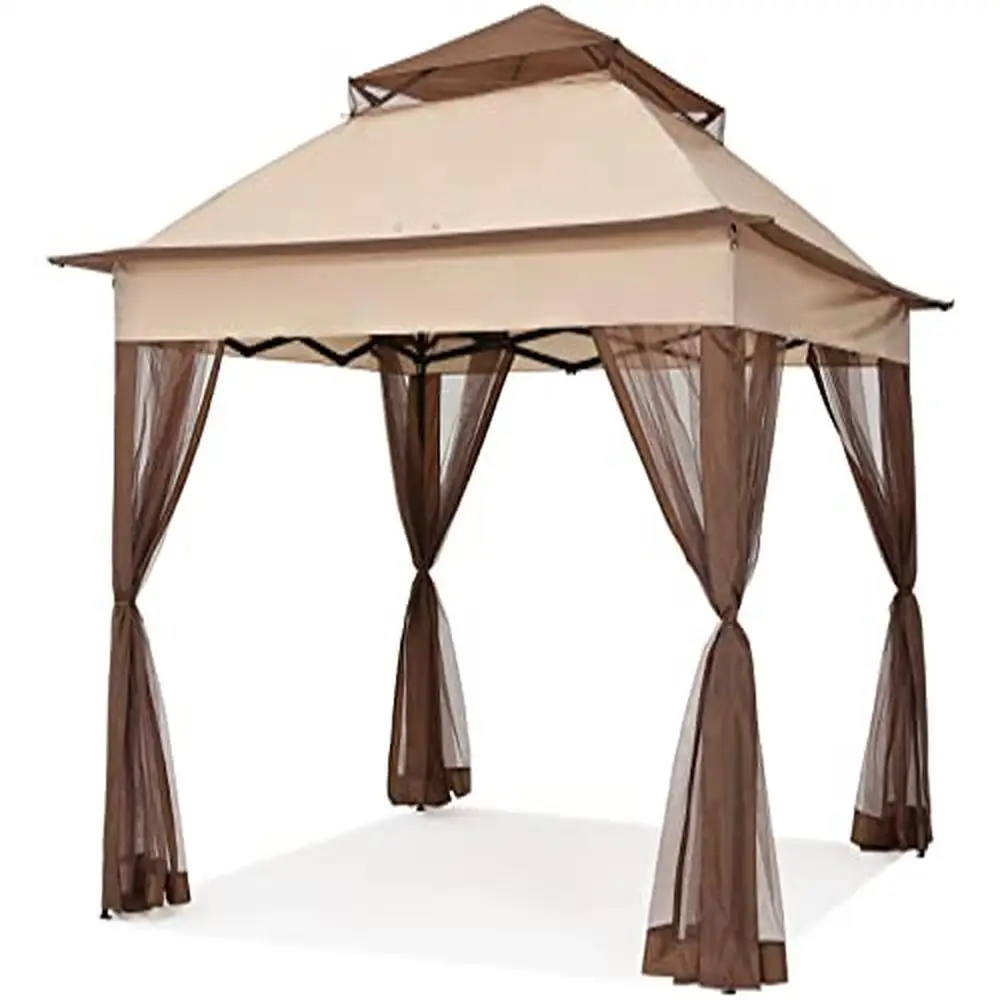 11x11Ft Outdoor Pop Up Gazebo Shelter with Mosquito Netting Walls and Extended Eaves Easy Set-Up Instant Canopy Tent Picnic and