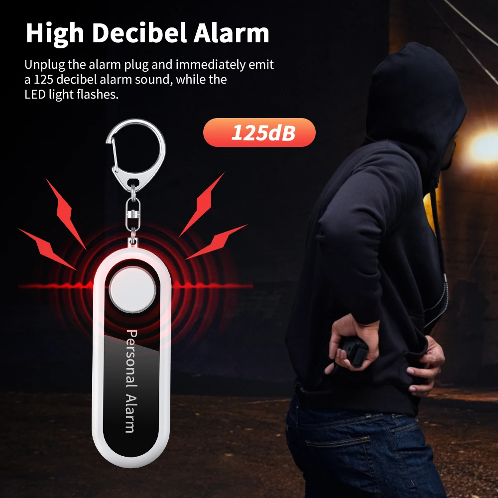 Sectyme Self Defense Alarm 125dB Personal Defenses Siren Child Women Security Protect Alert Portable Loud Panic Alarm Keychain