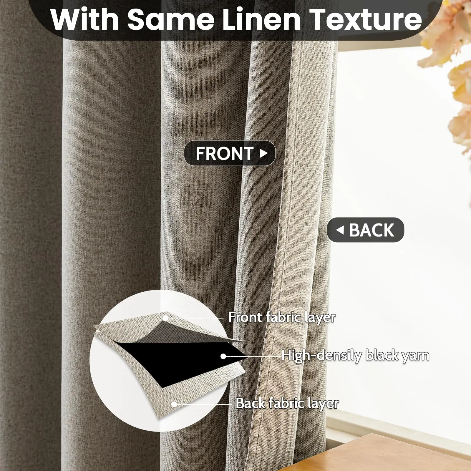 310cm Height Custom Made 100% Blackout Living Room Window Faux Linen Curtains Bedroom Curtains Drapes Solid Color Curtain