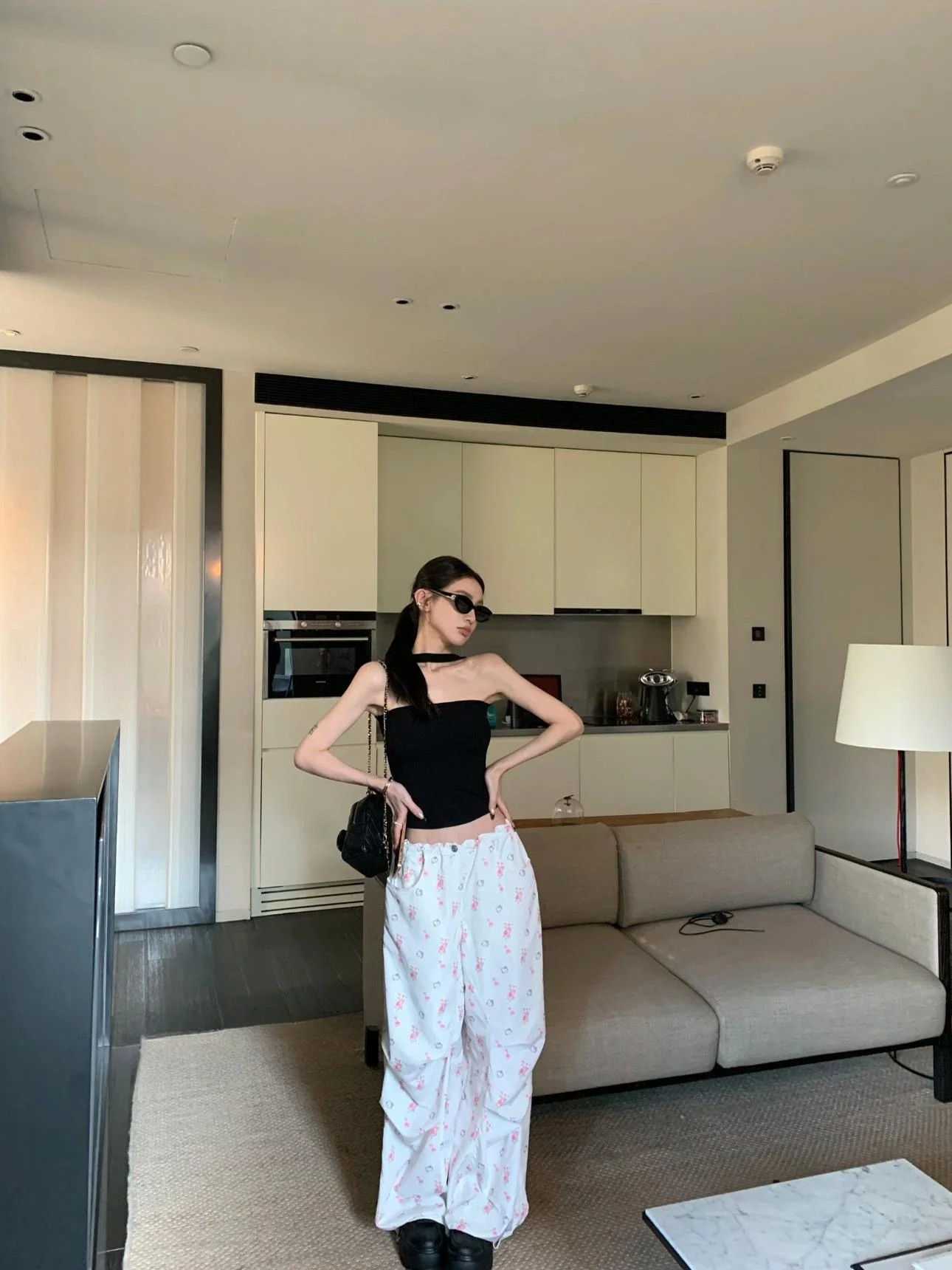 

JennieKit Print Utili Pants Women's Loose Sle Summer Casual Cotton Trousers Sweet Sle Airborne Soldier Workwear