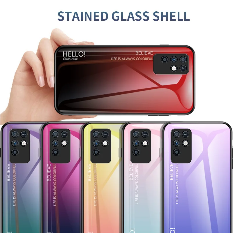 For Infinix Note 10 Note10 X693 Case Gradient Glass Shockproof Hard Back Cover Case Soft Silicon Bumper for Infinix Note 10 X693