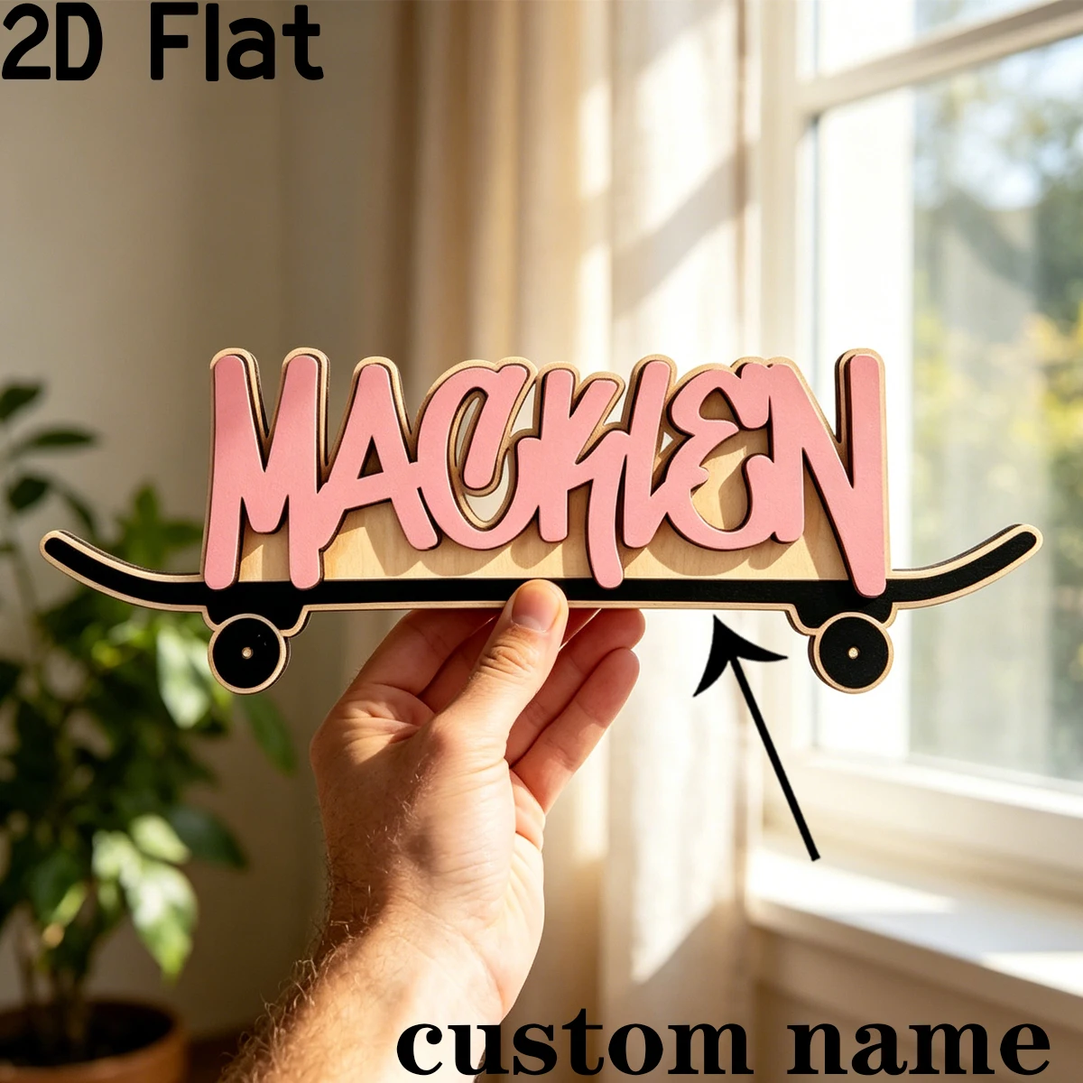1Pc Custom Sports Skate Bord Wooden Plaque Sign,Home Room Office School Wall Decor,DIY Paintable,Nursery Birthday Wedding Gift view 4
