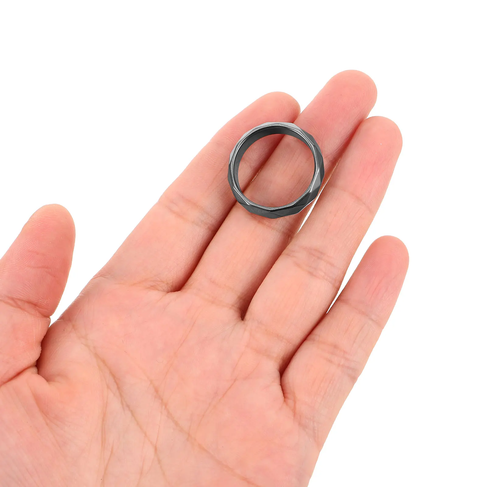 

6pcs Black Gallstone Rings Unique Design Neutral Fashion Geometric Stone Band Accessories Creative Jewelry Making Band for Men