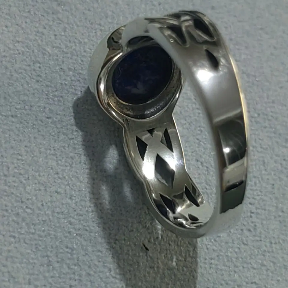 Loạt Phim Truyền Hình "" O Vampiro Nhật Ký "Cổ Điển Trang Sức Thực S925 Bạc Tự Nhiên Lapis Lazuli Nhẫn Cho Nam Và Nữ