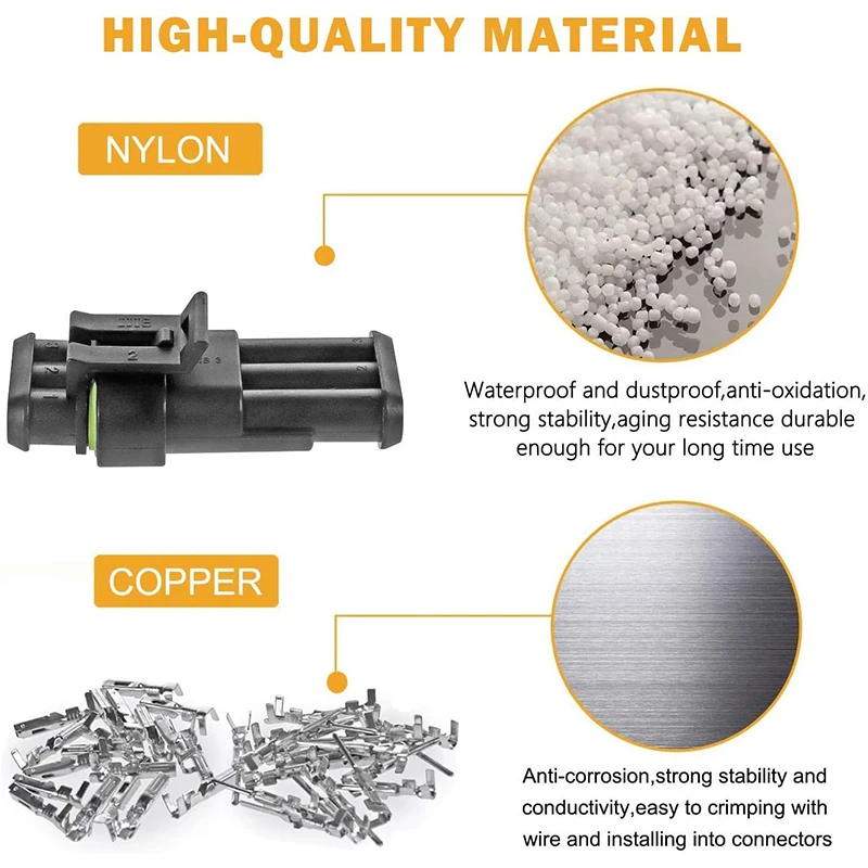 10 pz 3 Pin Connettore Impermeabile Auto Connettore Elettrico Impermeabile Spina 16 AWG Maschio E Femmina per Auto, Barca, Moto